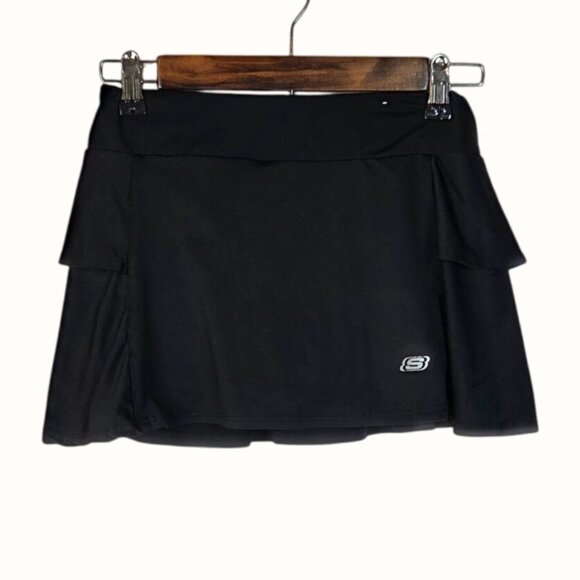 Skechers Active Black Ruffle Layered Active Tennis Mini Skirt Girl's Size 10/12 - Picture 1 of 5